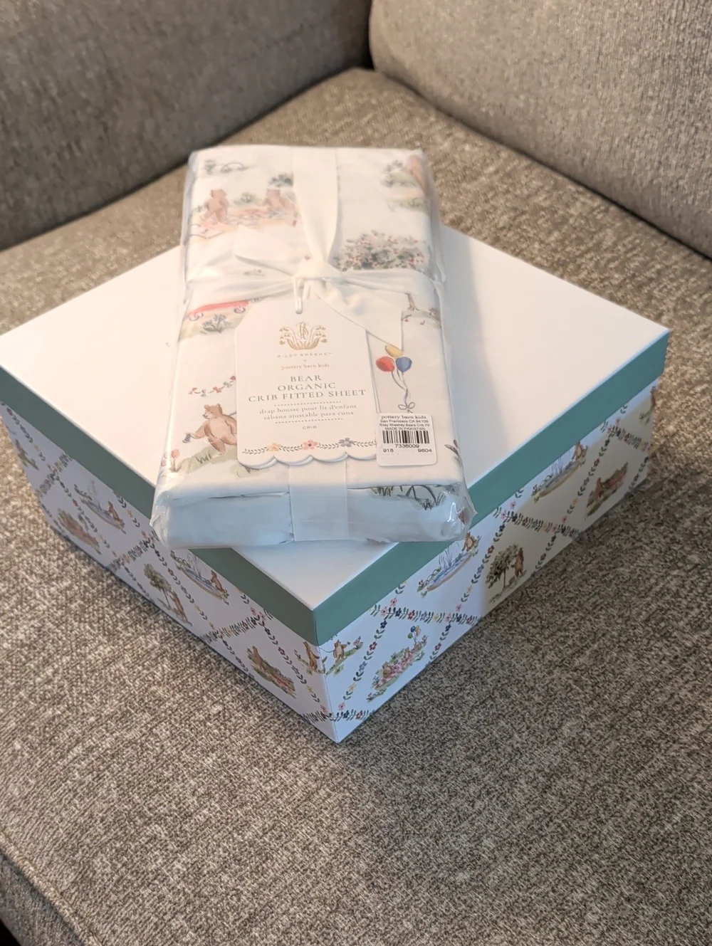 Riley Sheehey Menagerie in the Park Bears Organic Crib Sheet; Blanket & Rattle